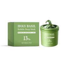 Basil Bubble Cleansing Mask Exfoliating Blackhead Removal Shrink Pore Hydrating Oil Control Deep Smoothing Self Foaming Mud Mask