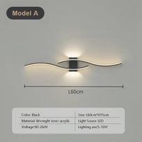Modernus LED juostinis sieninis šviestuvas Double Curve nuotolinio valdymo šviestuvas prie lovos dekoro juodas auksinis sieniniai žibintai Svetainės miegamojo LED Fixtu Warm white-No RC