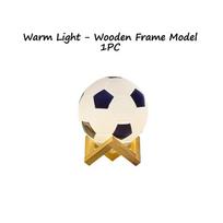 LED Football Night Light Solid Wood Glass Small Table Light Remote Control Dimming Bedside Bedroom Study Decoration Night Light