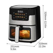 5L Stainless Steel Tornado Air Fryer - Roast Whole Chicken, Large Capacity, Electric and Transparent Design 220V CN Plug