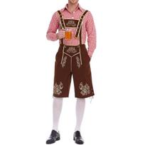 Vyriškas bavariškas Oktoberfest kostiumas - languoti marškiniai ir kelnės su petnešomis XXXL ruda