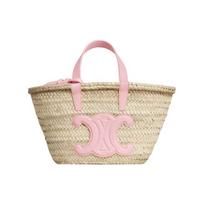 Celine Teen Triomphe Palmių Lapo Odinė Rankinė Moteriškos Rankinės Rožinė Natūrali 113832CGG-24PI Basic Set (Bag+Dust Bag)