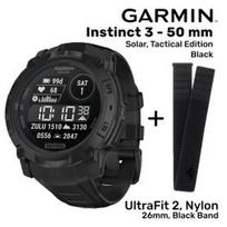 GARMIN Instinct 3 - 50 mm, Solar, Tactical Edition, Black + UltraFit 2, Nylon, 26mm, Black sportinis laikrodis 010-02935-50 / 010-13306-20