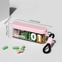 1PC new compartment portable medicine box, carry it with you when you travel, mini medicine box sealed and dustproof, medicine storage rožinė