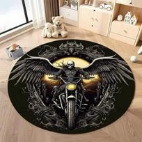 Free shipping!  Skull Rider Rug: Edgy Decor for Bold Spaces  round carpet for home sofa bedroom, gift Diameter -60cm