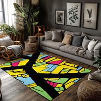 Unique Area Rug Modern Abstract Geometric Pattern Floor Mat Living Room Decor Home Carpet Non-Slip Indoor Outdoor Rug Gift 50x80cm