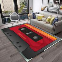 3D Music Cassette Tape Retro Pattern Carpet Rug for Home Living Room Bedroom Sofa Doormat Decor,kids Area Rug Non-slip Floor Mat 40cm x 60cm