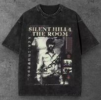 Mens Retro Horror Game Graphic Oversized T Shirt Black Grunge Style S-2XL S įvairiaspalvis