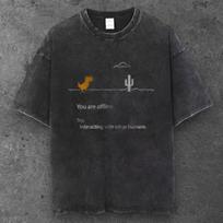 Unisex Pixel Dino Game Oversized T Shirt Washed Black Y2K Streetwear S-3XL S įvairiaspalvis