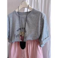 Women Cream Short Sleeve T-Shirt With French Fries Print M pilka spalva