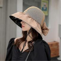 Women's Foldable Floppy Hat, Fashion Bow Wide Brim Sun Hats, Uv Cap Travel Outdoor Beach Visor Caps