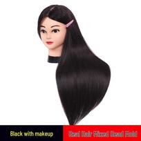 Real Hair Mannequin Head for Perming, Curling, Straightening, Cutting, Styling, Updos, and Braiding black