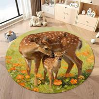 Free shipping Nature-Inspired Circular Rug with Deer Design for Cozy Spaces round carpet for home sofa bedroom,gift Diameter -60cm