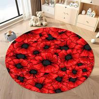 Free shipping Red Floral Round Rug for Living Room Elegance round carpet for home sofa bedroom,gift Diameter -60cm