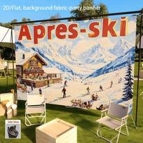 2D vintažinis après-ski kotedžo fonas žiemos portretų fotosesijai su slidinėjimo tema 47.2x31.5inch/120*80cm