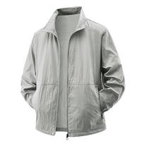 Mens Stand Collar Sun Protection Quick Drying Loose Jacket Summer Lightweight Sportswear M šviesiai pilka spalva
