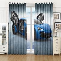 3D Sportinio lenktyninio automobilio margintos langų užuolaidos berniukams, vyrams, suaugusiems Gražaus vaizdo svetainės, miegamojo, virtuvės užuolaidos 60W60H(CM)X2&Grommet Top black