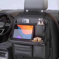 Automobilio sėdynės atlošo laikymo krepšys Didelės talpos daugia kišenių Galinės sėdynės organizatorius Sulankstomas valgomojo staliukas Planšetinio kompiuterio dėklas Pakabinamas krepšys One Size juoda