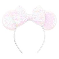New White Day Mouse Ears Hairband With Veil Sequins 5 Bow Headwear For Women Festival Hairband Single Party DIY Hair Accessories