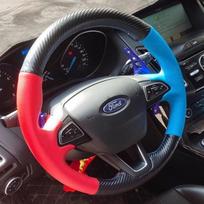 Hand-stitched carbon fiber  Leather car Steering Wheel Cover For Ford Focus 3 Kuga Escape C-MAX Ecosport 2016- 1