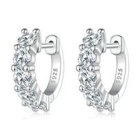 WOSTU 2.0 CT D Color VVS1 EX Moissanite 925 Silver Hoop Earrings 3.5mm Round Diamond Cut Platinum Plated Earrings