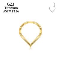 G23 Titanium 16G Piercing CZ Water Drop Septum Hoop Nose Ring Hinged Clicker Earrings Tragus Helix Body Piercing Jewelry 1.2x8mm auksas