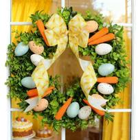 Colorful Eggs Easter Wreath Vibrant Colors Carrots Design Front Gate Wreath Decorative Handmade Door Hanger Welcome Sign