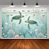 2D Flat Coral Reef Banner for Classroom Ocean Projects, Baby Showers & Nursery Decor 47.2x31.5inch/120*80cm