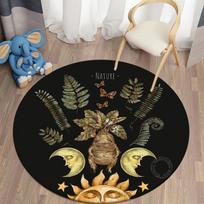 Mysterious Skull Head Flower Round Rug Gothic Skeleton Carpet for Home Living Room Bedroom Fashion Chair Rugs Non-slip Floor Mat 60cm x 60cm