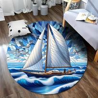 Free shipping!  Sailing Adventure Round Rug for Nautical Decor  round carpet for home sofa bedroom, gift Diameter -60cm