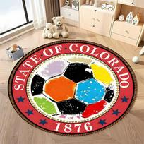 Free shipping!  Multicolored Soccer Ball Rug for Sports Enthusiasts  round carpet for home sofa bedroom, gift Diameter -60cm