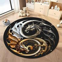 Free shipping! Dragon Yin Yang Round Rug for Elegant Living Rooms round carpet for home sofa bedroom, gift Diameter -60cm