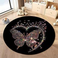 Free shipping! Sparkling Butterfly and Heart Round Rug for Living Room Decor round carpet for home sofa bedroom, gift Diameter -60cm