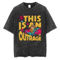Game Dungeon Crawler Carl Vintage Washed T Shirts This Is An Outrage Princess Donut Funny Cat Clothing T-shirt Men Women's Tops S įvairiaspalvis