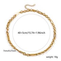 1 Piece 304 Stainless Steel Paperclip Link Chain Oval Necklace 18K Gold Plated 40cm + 5cm For Women Simple & Casual Gift