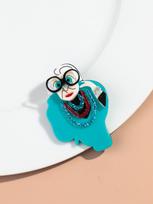 New Cartoon Abstract Glasses Grandma Acrylic Brooches for Women 2-Colors Cute Resin Granny Figure Badge Pins Casual Jewelry Gift none mėlyna