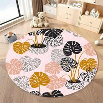 Free shipping Tropical Leaf Pattern Rug for Modern Living Spaces round carpet for home sofa bedroom,gift Diameter -60cm