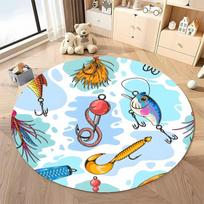Free shipping Vibrant Fishing Theme Rug for Coastal Homes round carpet for home sofa bedroom,gift Diameter -60cm