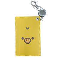 Ushikubo Kogei Rilakkuma Genuine Leather Pass Case with Kiiroitori H110 x Reel, Design, Approx. W75mm, RK-023