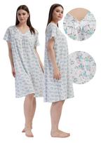 Moteriška naktinė suknelė XXL, medvilninė, klasikinė, su gėlėmis, laisva, maloni, Vienetta