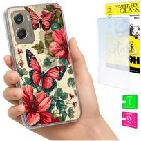 Etui Do Motorola Moto G06 / G06 Power Obudowa Case Plecki Motyle + Szkło
