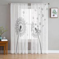 Juodi pienės Dandelion Tulle langų užuolaidos svetainei miegamajam Voile permatomos užuolaidos virtuvės apmušalai užuolaidos 135W x 183H(cm) white