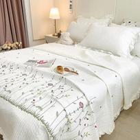 Korėjietiška naujos siuvinėtos vasarinės vėsios antklodės ledo šilko nėrinių oro kondicionavimo plono antklodės pagalvės užvalkalo versija Only 2PC Pillowcase