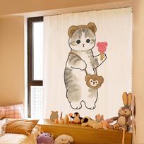 Animacinis mielas katukas užuolaidų lipdukas užuolaidų pertvara virtuvė miegamasis vonios kambarys be skylių apsauga nuo dulkių namų dekoravimas 35x50cm