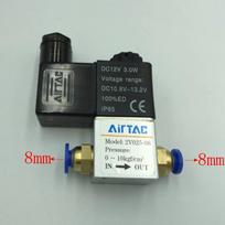 12V 24V 220V Volt Pneumatinis Elektrinis Solenoidinis Vožtuvas 2 Padėčių 2 Angų Normaliai Uždarytas Oro Magnetinis Vožtuvas 6mm 8mm Žarnos Jungtis DC12V