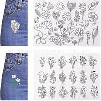Stick Stitch Embroidery Stabilizer Transfer Paper with Pre-Printed Pattern Water Soluble Wash Away Hand Sewing Needle Thread Set gray