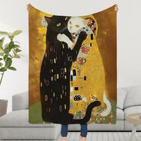 Art Gustav Klimt The Kiss CAT Blanket Soft Warm Furry Throw Super Kids Toys Bed Sofa Car Cradle 75x90cm