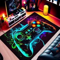 Game Controller Design Rug - Soft Non-slip Durable Gaming Room Mat for Bedroom, Living Room - Perfect for Gamers & Esports Fans 50x80cm