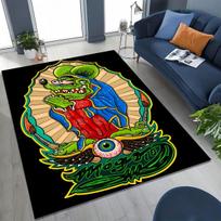 3D Rebellious RAT FINK Cars Sign Cartoon Rug for Bedroom Living Room Sofa Home Doormat Decor, Large Kids Play Non-slip Floor Mat 40x60cm( 15x23in )