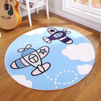Cartoon Space Rocket Spacecraft Round Rug Universe Star Circle Carpet Home Armchair Floor Mat Living Room Kids Bedroom Decor Mat 60cm x 60cm